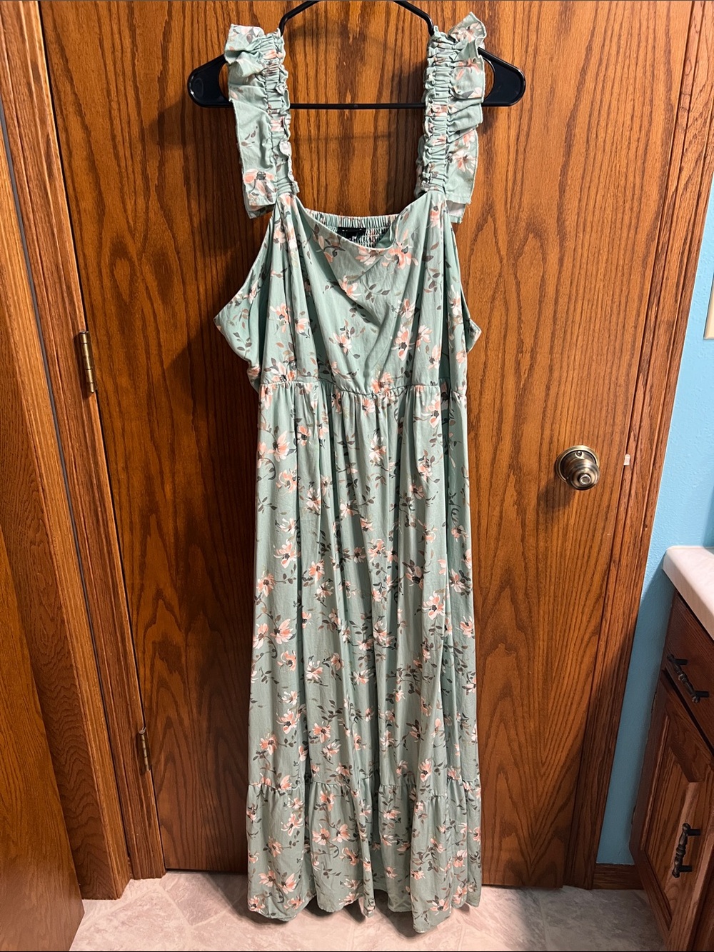 torrid Sage Green Floral Ruffle-Strap Maxi Dress